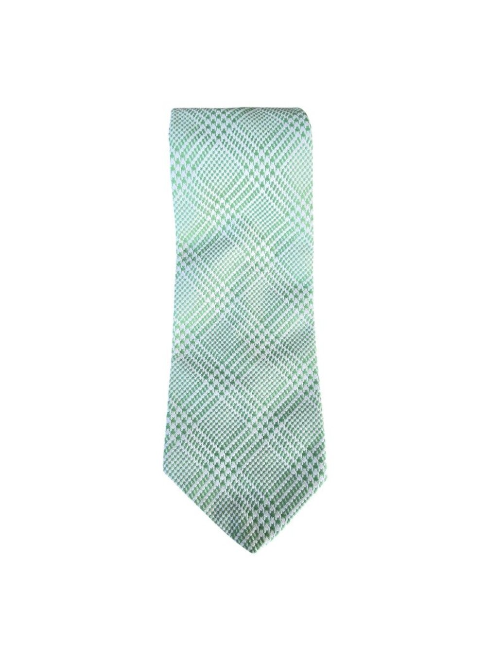 Wembley Vintage 60s 70s Mint Green Check Plaid Polyester Necktie Mad Men